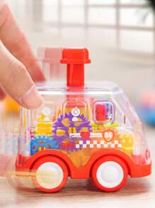 Zabawkowy samochodzik z przezroczystym mechanizmem naciskowym dla niemowląt, edukacyjny prezent dla niemowląt, zabawka edukacyjna (niektóre akcesoria w losowym kolorze)