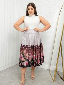 Gray Godet Midi Skirt With Burgundy Hem Evangelical Fashion - 灰色 - 查看 3