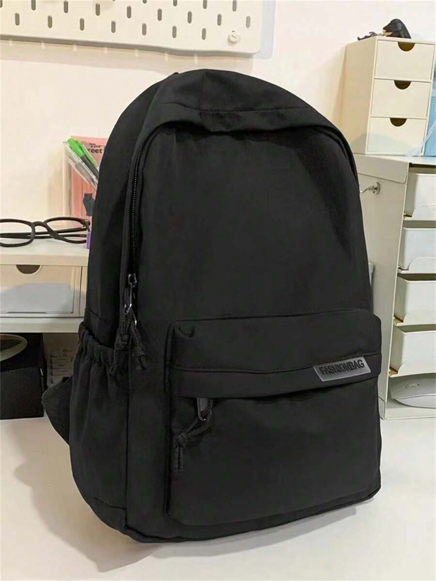 新款尼龙简约大容量旅行背包，休闲日式风格学生书包背包、书包、儿童书包、儿童背包、书包、学校背包、男孩书包、背包、儿童书包，非常适合女孩、儿童、女学生、男学生、青少年女孩、青少年男孩礼物、儿童旅行包 - 黑色 - 查看 1
