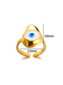 Bộ trang sức Blue Devil's Eye, Dây chuyền thép không gỉ màu vàng, Nhẫn, Hoa tai không phai, Bộ trang sức thời trang tinh tế, Quà tặng thời trang cho phụ nữ, Quà tặng Giáng sinh cho nam giới - Vàng - Xem 18