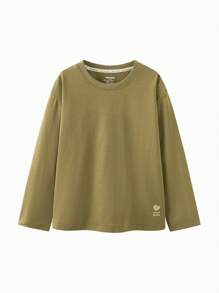 mini bala Children's Long Sleeve T-Shirt Autumn Basic T-Shirt - Khaki - View 4
