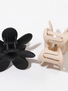 2 件/套优雅可爱的纯色花卉设计发夹，加大码 5 瓣花发饰采用耐用塑料制成，适合日常使用，是送给家人和朋友的理想礼物 - 彩色 - 查看 6
