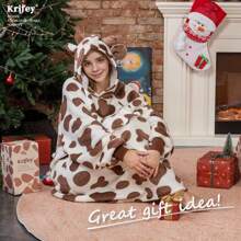 Krifey Oversized Wearable Blanket Hoodie, Sherpa Hooded As Christmas Gifts, Birthday Gifts For Mom Women Girlfriend Men, BrownCow - Brown Cow - View 6