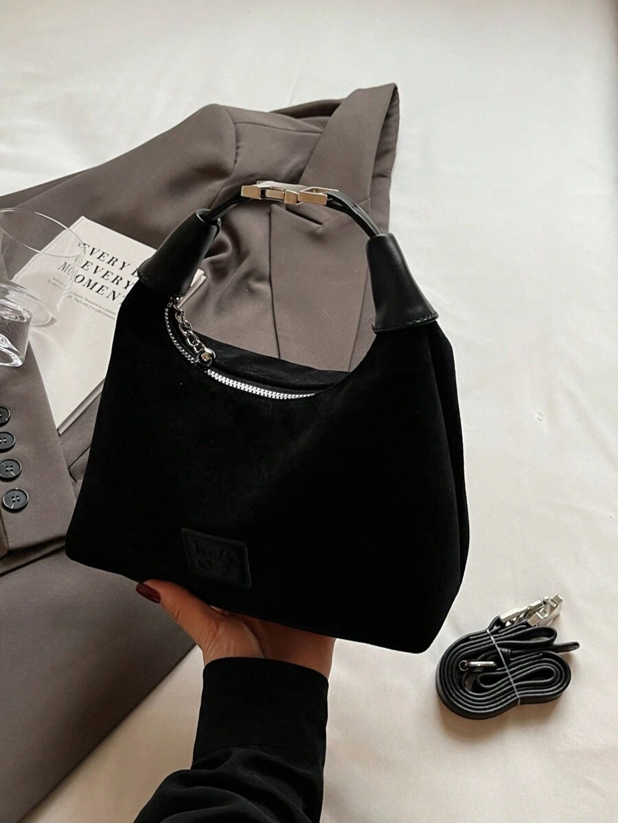 勃艮第大容量纯色女士斜挎饺子手提包