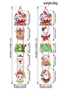 1 件圣诞门挂饰，圣诞老人和雪人图案窗帘花环，节日派对用品，冬季圣诞节 - 彩色 - 查看 8