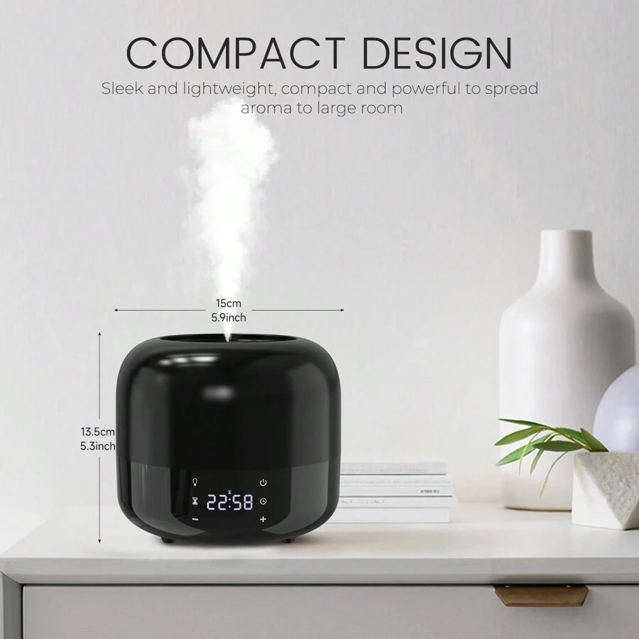 sejoy Air Humidifier, Touch Screen Operation, 400ML Aromatherapy Essential Oil Diffuser, Equipped With 7-Color LED Lights, Silent, Timer Function For Easy Sleep, Beautiful And Compact - Black - View 1