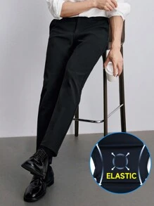 Chỉ còn 1 chiếc! Khuyến mãi kết thúc! Quần tây công sở co giãn, quần dài nam co giãn thoải mái, màu đen, quần tây công sở/chính thức, bộ sưu tập Thu/Đông mới, ống đứng, phù hợp cho đám cưới, tiệc tùng, lễ tốt nghiệp, Giáng sinh, trang phục chuyên nghiệp cho luật sư, bác sĩ, giáo viên, người giàu có, thoáng khí, nhanh khô. - màu đen - Xem 1