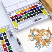 12/18/24/36 Colors Solid Watercolor Pigment Set For Drawing And Painting, Portable,Back To School Essentials,Creative Gift For Thanksgiving, Christmas, Birthday Halloween Decoration Back To School
