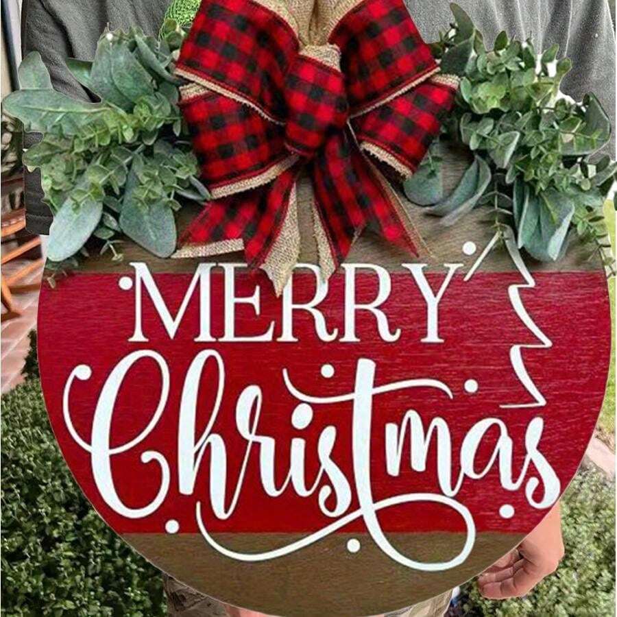 1PC Biển báo Giáng sinh bằng gỗ cổ điển - Biển báo trang trí cho tiền sảnh, vườn, sân trong, thiết kế vòng hoa lễ hội, không cần điện, thích hợp để treo ở cửa trước, biển báo treo cửa nhà ấm áp, hoa văn truyền cảm hứng thú vị bằng gỗ, trang trí nghệ thuật theo phong cách cổ điển cổ điển, dây treo tường in, quà tặng nhà mới phòng khách phòng tắm quán bar quán cà phê vườn văn phòng hội trường trang trí tường