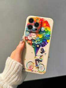 热气球自行车气球印花手机壳 - 手机壳和保护套套装兼容 iPhone 15、14、13、12、11、XS、XR、X、7、8 Plus、Pro、Max、Mini，具有独特设计和全身保护 - 彩色 - 查看 3