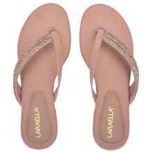 Women's Flat Sandals With Luxury Rhinestone Strap Casual Everyday Flip Flops - khỏa thân - Xem 2