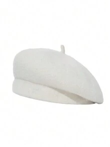 1pc Women's New Fashion High-Grade Versatile Elegant Curled Sheepskin Beret Headwear, Autumn/Winter, Japanese-Style Artistic Painter Hat, British Style