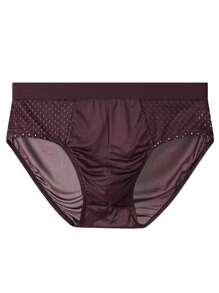 4pcs Men's Breathable Mesh Triangle Briefs, Solid Color Comfortable Underwear
