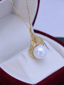 1 Dây 11-12mm Ngọc trai nước ngọt tròn lớn màu trắng tự nhiên và dây xích S925 cho phụ nữ sử dụng hàng ngày hoặc dự tiệc - Vòng cổ mặt dây chuyền - Xem 2