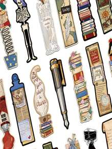 30 PIEZAS Marcador de libros de estilo de lectura con formas raras y divertidas, personalizados con dibujos animados retro, como hongos, plumas, etc. para marcar de manera creativa tus libros.