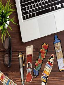 30 PIEZAS Marcador de libros de estilo de lectura con formas raras y divertidas, personalizados con dibujos animados retro, como hongos, plumas, etc. para marcar de manera creativa tus libros.