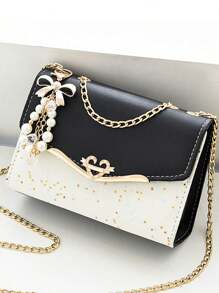 Womens Fashion Cute Pattern Shoulder Bags Romantic Heart Decorate Chain Strap Crossbody Bags For Valentine's Day Gift For Her - Black - View 5