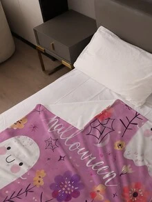 1 件柔软舒适的幽灵图案印花法兰绒毯子、沙发盖毯，是送给家人和朋友的完美日常休息礼物 - 彩色 - 查看 7
