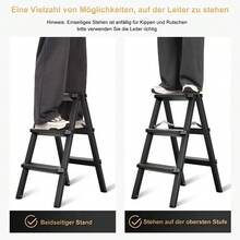 Ladnamy Black Ladder Thickened Aluminum Alloy Herringbone Ladder Indoor Climbing Multifunctional Step Stool - 黑色 - 查看 3