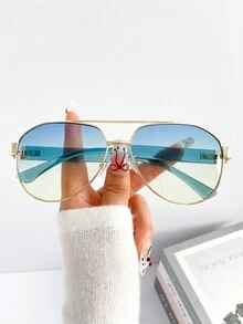 Kính thời trang Unisex cỡ lớn khung kim loại hai chùm hợp thời trang cổ điển mới, phù hợp cho các dịp hàng ngày, ngoài trời, đường phố, tiệc tùng, thường ngày Trang phục mùa thu đông thời trang cho phụ nữ Quần áo công sở Quà tặng thường ngày Phụ kiện bãi biển cho phụ nữ Kính thời trang - Nhiều màu - Xem 1