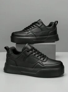 Zapatillas casuales sencillas hombre de estilo romántico universitario con parte superior vulcanizada de tono gris, zapatos de pareja para uso exterior y senderismo de moda - Negro - Ver 3