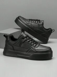 Zapatillas casuales sencillas hombre de estilo romántico universitario con parte superior vulcanizada de tono gris, zapatos de pareja para uso exterior y senderismo de moda - Negro - Ver 5