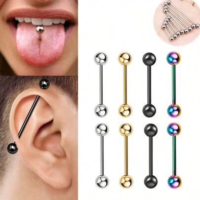 2/8 件 14G 舌钉不锈钢防过敏乳头舌环直工业耳环杠铃 14G 乳头舌软骨条身体穿孔饰品男女适用 12 毫米 14 毫米 16 毫米 18 毫米 36 毫米 38 毫米 5 毫米球