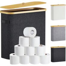 Giá để giấy vệ sinh bằng tre 30L có nắp và tay cầm, Giá để giấy vệ sinh đứng riêng biệt, đựng được 12 cuộn lớn, Hộp đựng đồ dùng phòng tắm - Nhiều màu - Xem 11