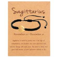 1 pieza Pulsera unisex con de los 12 signos del zodíaco, hecha a mano de acero inoxidable trenzado, de moda
