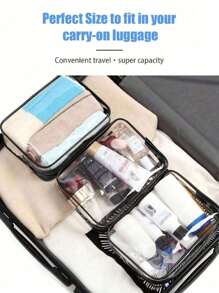 3pcs/1pc Summer Travel Toiletry Bag, PVC Waterproof Cosmetic Bag, Large Capacity Travel Organizer Bag For Cosmetics, Makeup, Toiletries, Suitable For Men & Women, Transparent Matte Makeup Bag, Swimming Bag, Travel Pouch, Makeup Bag, Makeup Case, Lipstick, Brushes, Skincare, Phone, Coins, Small Items, Suitable For Home, Gifts, Holidays, Halloween, Christmas, Multi-Purpose Use, Gift For Girlfriend, Gift For Women, Girls