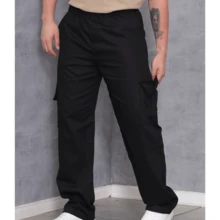 Calça Cargo Masculina Sarja Oversized - Preto - Visão 7