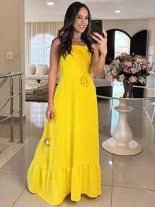 Women's Long Dress With Flower Detail – Elegance And Style For All Occasions - 查看 2
