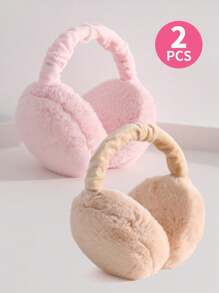 2pcs/Set Kids Foldable Hamburger Ear Warmers, Outdoor Portable Warm Earmuffs For Boys & Girls, Cute Plush Ear Covers For Autumn/Winter - Earmuffs - View 9