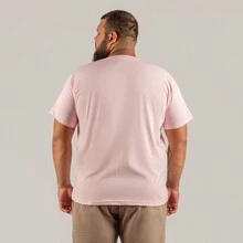 Large Printed Plus Size 30.1 Combed Printed Cotton Los Angeles Tires T-Shirt - 淺粉色 - 查看 2