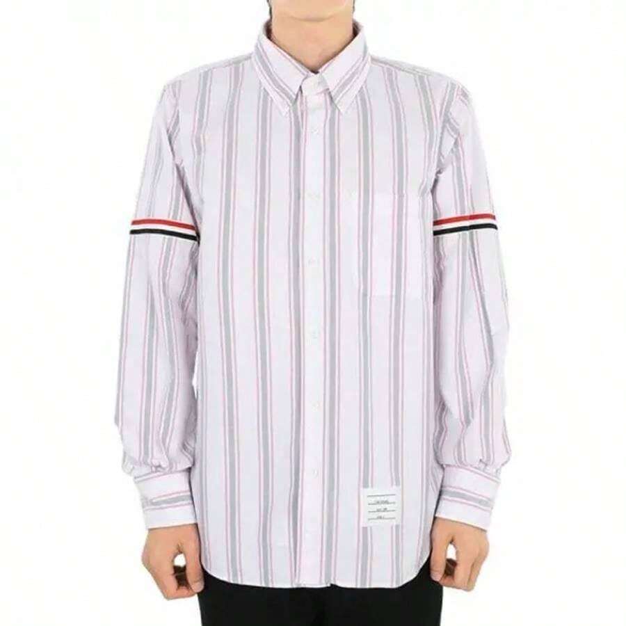 Thom Browne Stripe Oxford Armband Long Sleeve Shirt