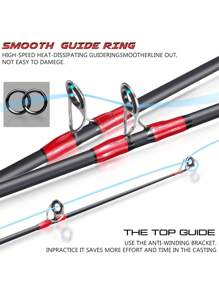 SOUGAYILANG 2 Sections Red Fishing Rod And Reel Combo 5.1:1/5.5:1 Gear Ratio 13+1 Ball Bearing Reel 2 Sections Resin Material Pole With Ultra-Smooth Guide Ring High Quality Fishing Set For Freshwater And Saltwater