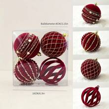Set Of 4 Red Velvet Christmas Ornaments - American Style Hanging Tree Decorations For Seasonal Holidays - Holiday Pendants, Pendants And Home Party Decor Ornaments - Perfect For Thanksgiving, Easter, Halloween, Christmas, New Year Best Gifts Birthday