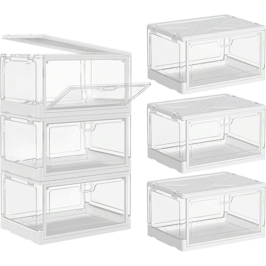 Closet Organizers And Storage, Clear Storage Bin With Lids, Stackable