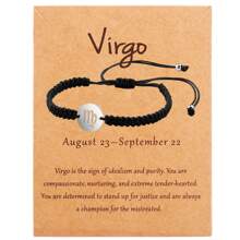1 pieza Pulsera unisex con de los 12 signos del zodíaco, hecha a mano de acero inoxidable trenzado, de moda