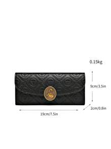 1pc Brown Two-Tone Metal Decor PU Clutch Flap Wallet Multi-Purpose Fashion Accessory Elegant & Suitable For Ladies Christmas Gifts Gift Thanksgiving Vintage For Women Wallet Purse Wallet Long Wallet - Black - View 7