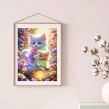 2pcs Lovely Cats Pattern 5D Diamond Painting Kit - Animal Theme Mosaic Diamond Art Craft, DIY Diamond Painting Cross Stitch, Unique Birthday & Friendship Surprise Gift Art, Suitable For Living Room, Bedroom, Office Wall Decor, Unframed