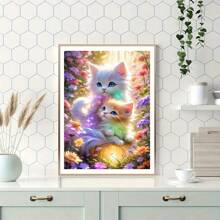 2pcs Lovely Cats Pattern 5D Diamond Painting Kit - Animal Theme Mosaic Diamond Art Craft, DIY Diamond Painting Cross Stitch, Unique Birthday & Friendship Surprise Gift Art, Suitable For Living Room, Bedroom, Office Wall Decor, Unframed
