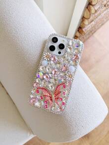 Animal Phone Case Colorful Butterfly Rhinestone Shell Applicable IPhone 16 Pro Max 16 Pro 16 Plus IPhone 16 - Mixed Colors - View 3