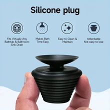 1pc Silicone Basin Plug With Suction Cup, Fits Kitchen, Bathtub, Bathroom Sink Drain, Plumbing Accessories Home Bathroom Decor Summer Back To School