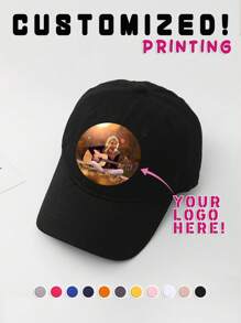 [Customized] 1pc Customizable Printed Photo,Logo,Text Baseball Cap, Unisex Design For Party, Holiday, Anniversary, Collection, ,Colorful,Cute,Adorable,Funny,Y2K,Stylish,Casual,Cuties,Unisex,Custom,Personalized,Unique,Customized,Ideal Gifts For Him,Ideal Gifts For Her,Her,Girlfriend,Friends,Grandparents,Family - Custom Square Photo Logo - View 5