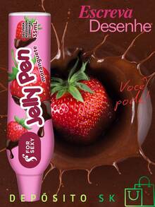 Jelly Pen Edible Strawberry Massage Gel 35ml ForSexy - 藕粉色 - 查看 5