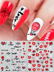 Tiebeauty 4 miếng dán móng tay hình trái tim tự dính, miếng dán trang trí móng tay hình trái tim, dụng cụ làm móng cho phụ nữ và trẻ em gái, đồ trang trí móng tay và ngày lễ tình nhân (4 miếng/2 miếng) - Nhiều màu - Xem 10