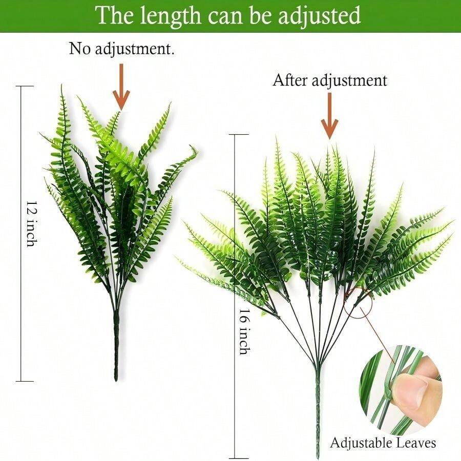 4 Bundles Artificial Boston Fern Plants Fake Ferns Faux Plants Shrubs