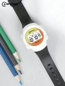 MINGRUI 时尚拼色儿童手表，彩色卡通表盘设计，30 米防水，闹钟，夜光，多功能 - 黑色 - 查看 2