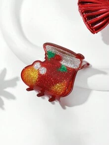 1 件圣诞袜装饰发夹，圣诞老人和雪人图案，休闲可爱亚克力节日发饰，适合圣诞节和日常佩戴 - 彩色 - 查看 1